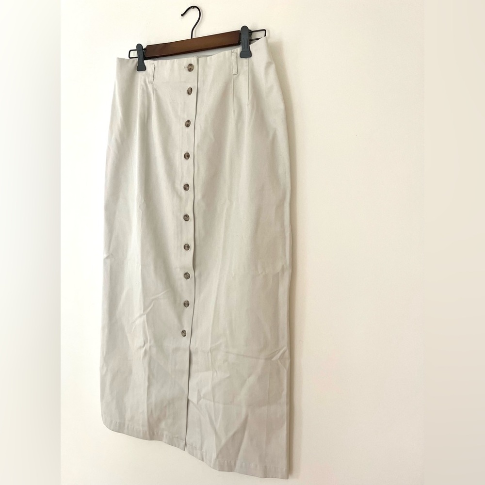 Vintage 90’s button front cotton Talbots midi skirt